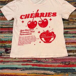 Cherries Graphic Kids T-Shirt - Light Pink& Red